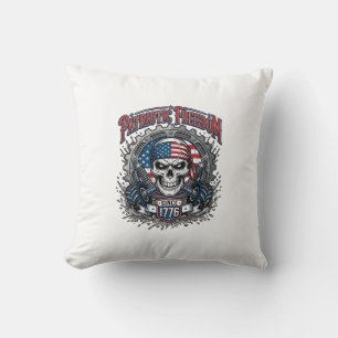 Patriotic 1776 Off Road Skull Monster Truck Throw Pillow