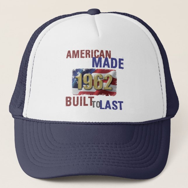 Patriotic 1962 60th Birthday Trucker Hat (Front)