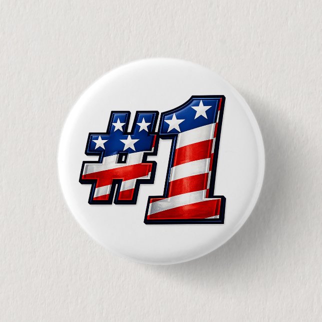 Patriotic #1 Flag Design 1 Inch Round Button (Front)