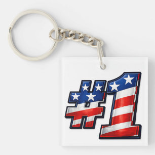 Patriotic #1 Flag Design Keychain