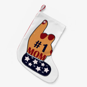 Patriotic #1 Mom Sparkles Small Christmas Stocking