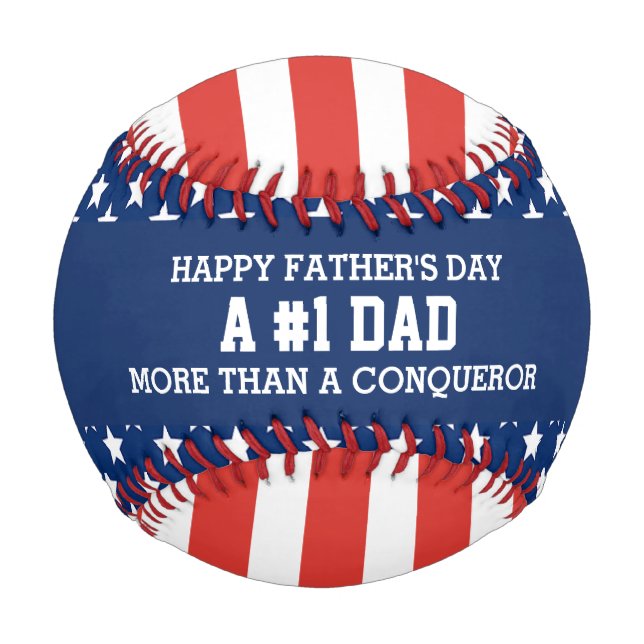 Patriotic #1 NUMBER 1 DAD Father's Day USA Flag Baseball (Front)