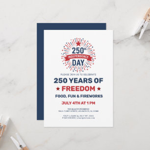 Patriotic 250 Years Freedom Celebration Invitation