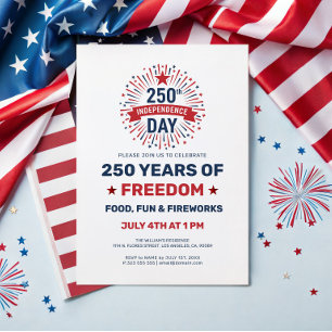 Patriotic 250 Years Freedom Celebration Invitation