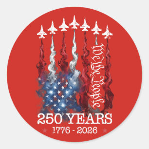 Patriotic 250th Anniversary Jet Formation  Classic Round Sticker