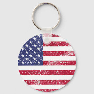 Patriotic 4th Of July American Flag Keychain