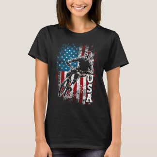 Patriotic 4th Of July American Flag Mountain Bikin T-Shirt