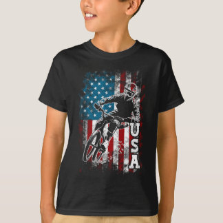 Patriotic 4th Of July American Flag Mountain Bikin T-Shirt