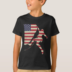 Patriotic 4th Of July American Usa Flag Rock Climb T-Shirt