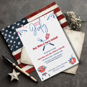 Patriotic 4th of July BBQ Cookout America 250th Invitation