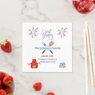 Patriotic 4th of July BBQ Cookout America 250th Napkin