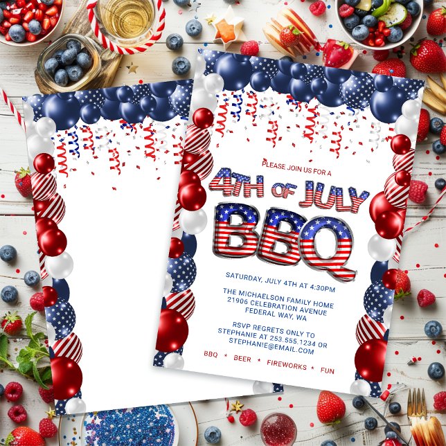 Patriotic 4th of July BBQ Invitation (Patriotic 4th of July BBQ Invitation)