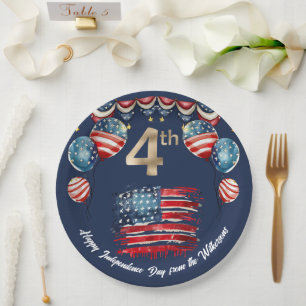 Patriotic 4th of July Celebration on Navy Blue Paper Plate