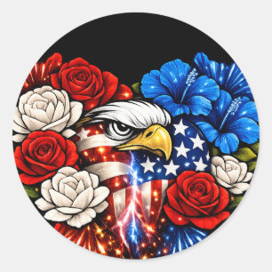 Patriotic 4th of July Clip Art Eagle Heart Sticker