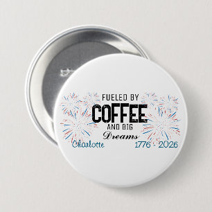  Patriotic 4th of July Custom Name 3 Inch Round Button