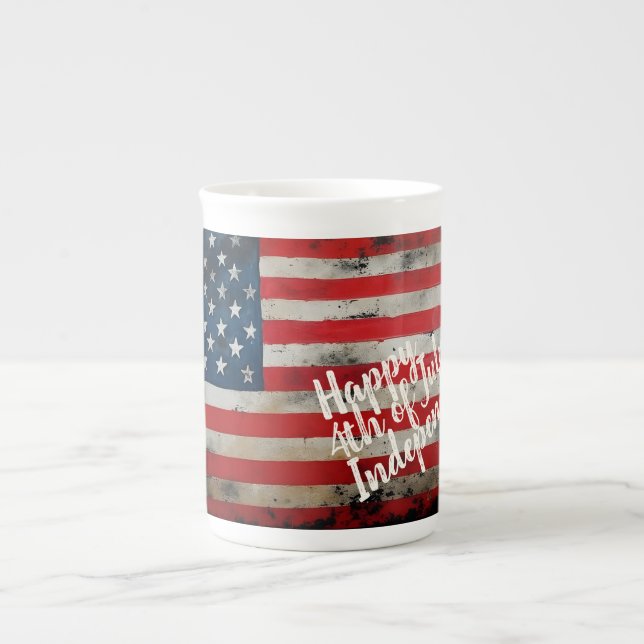 Patriotic 4th of July Independence Day Art Bone China Mug (Front)