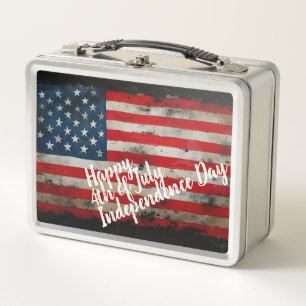 Patriotic 4th of July Independence Day Art Metal Lunch Box