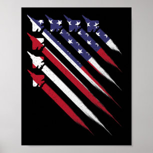 Patriotic 4th Of July Jet Usa American Flag Men Bo Poster