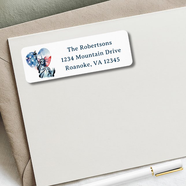 Patriotic 4th of July Party Return Address (America My Heartsfire 1776-2026 Patriotic Return Address Label)