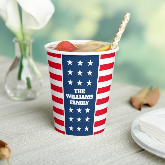 Patriotic 4th of July party stars & stripes custom Paper Cups (Insitu)
