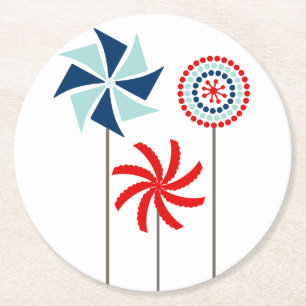 Patriotic 4th of July Pinwheel Coaster