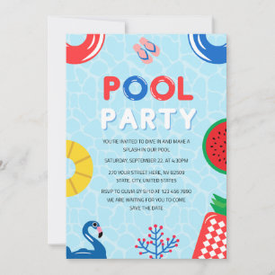 Patriotic 4th of July Pool Party Invitation