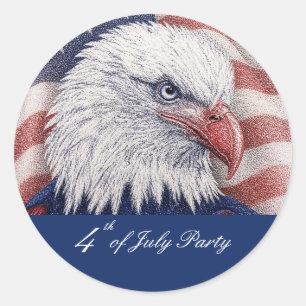 Patriotic 4th of July Red White Blue Eagle Party Classic Round Sticker