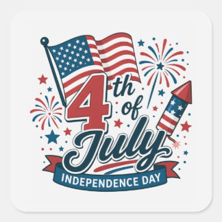 Patriotic 4th of July Square Sticker