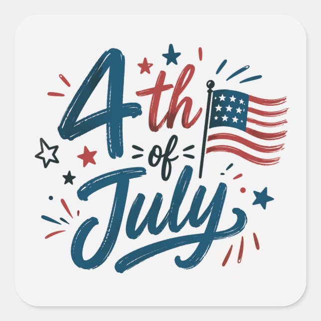 Patriotic 4th of July Square Sticker (Front)