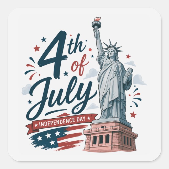 Patriotic 4th of July Square Sticker (Front)