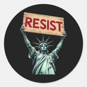 Patriotic 4th Of July Statue Of Liberty Resist Tru Classic Round Sticker