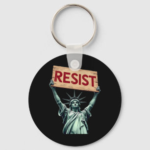 Patriotic 4th Of July Statue Of Liberty Resist Tru Keychain
