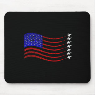Patriotic 4th Of July Usa American Flag Fighter Je Mouse Pad