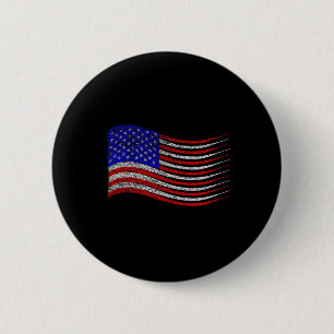 Patriotic 4th Of July Usa American Flag Waving 2 Inch Round Button