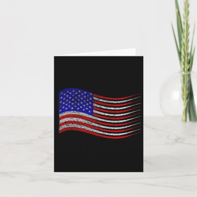 Patriotic 4th Of July Usa American Flag Waving  Card (Front)