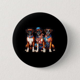 Patriotic 4th Of July Usa Flag America Puppy Lover 2 Inch Round Button