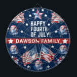 Patriotic 4th of July Watercolor Family Name  Dartboard<br><div class="desc">4th of July Watercolor Family Name personalized design. Matching products can be found in 4th of July Watercolor Collection.</div>