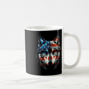 Patriotic 4th Of July Wolf American Us Flag Wolf L Coffee Mug