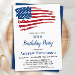 Patriotic 50th Birthday Party American Flag  Invitation<br><div class="desc">USA American Flag Birthday Party Invitations. Invite friends and family to your patriotic birthday celebration with these modern American Flag invitations. Personalize this american flag invitation with your event, name, and party details. See our collection for matching patriotic birthday gifts , party favours, and supplies. COPYRIGHT © 2021 Judy Burrows,...</div>