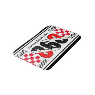 PATRIOTIC 868 Your Name Chequered Flag on WHITE Bath Mat
