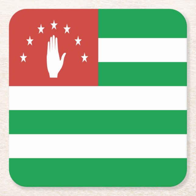 Patriotic Abkhazia Flag Square Paper Coaster (Front)