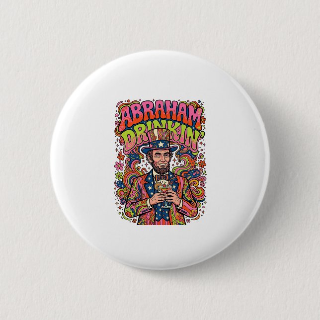 Patriotic Abraham Drinkin Retro 2 Inch Round Button (Front)