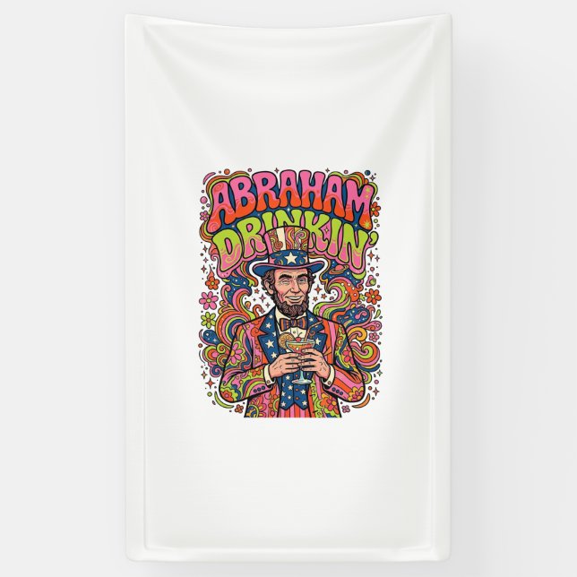 Patriotic Abraham Drinkin Retro Banner (Vertical)