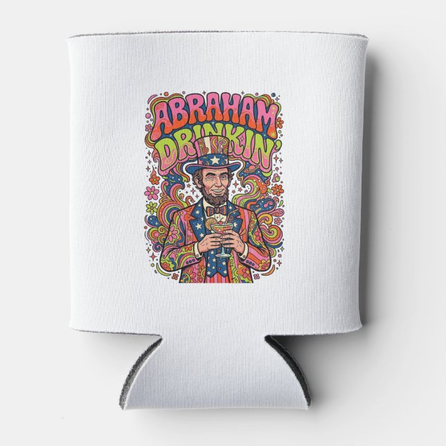 Patriotic Abraham Drinkin Retro Can Cooler (Front)