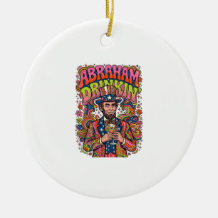 Patriotic Abraham Drinkin Retro Ceramic Ornament