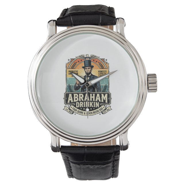 Patriotic Abraham Drinkin Retro Distressed Watch (Front)