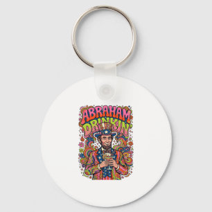 Patriotic Abraham Drinkin Retro Keychain