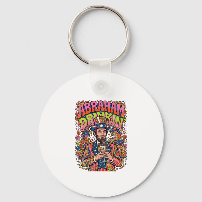 Patriotic Abraham Drinkin Retro Keychain (Front)
