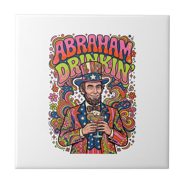 Patriotic Abraham Drinkin Retro Tile (Front)
