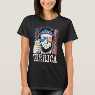 Patriotic Abraham Lincoln Merica Usa Flag 4th Of J T-Shirt